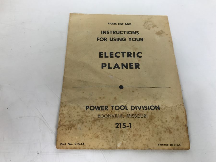 McGraw-Edison Electric Planer Double Race Ball Bearing Spindle With Box Model 751000 [Photo 11]