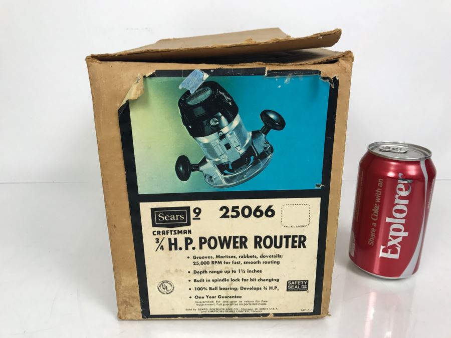 SEARS 3/4 H.P. Power Router With Box And CRAFTSMAN Metal Router Bit Case 25066 [Photo 2]