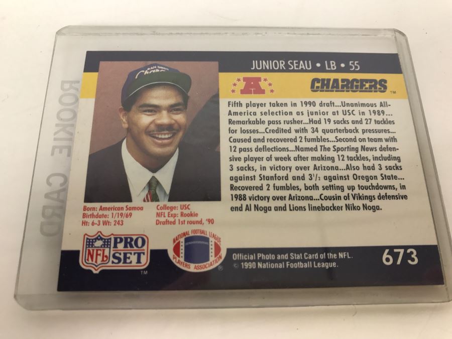 San Diego Chargers Junior Seau NFL Pro Set 1990 Rookie Card And Limited Edition San Diego Chargers Pins [Photo 3]