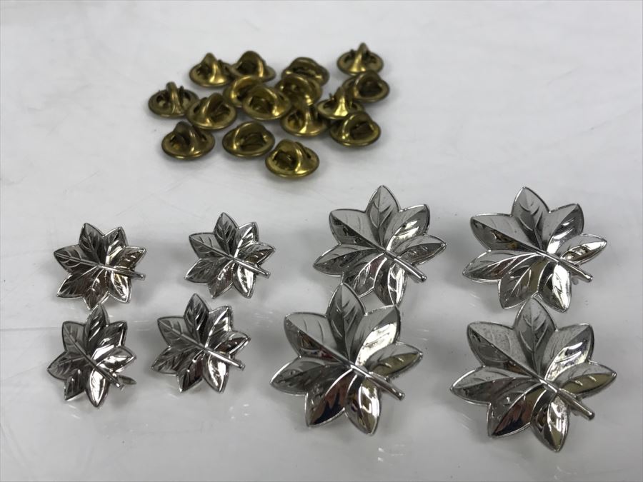 Set Of Sterling Silver NAVY Commander Silver Oak Leaf Pins 32.6g [Photo 1]