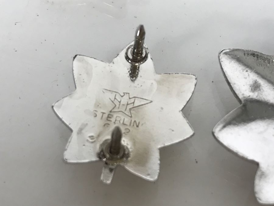 Set Of Sterling Silver NAVY Commander Silver Oak Leaf Pins 32.6g [Photo 7]