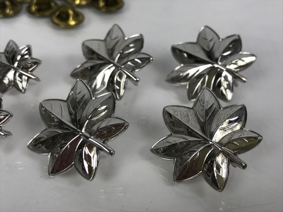 Set Of Sterling Silver NAVY Commander Silver Oak Leaf Pins 32.6g [Photo 4]
