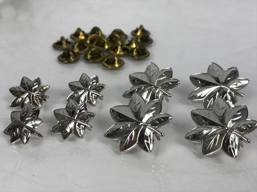 Set Of Sterling Silver NAVY Commander Silver Oak Leaf Pins 32.6g [Photo 2]