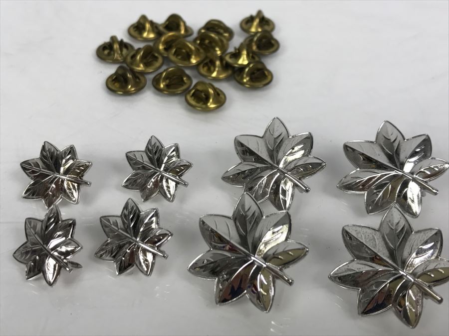 Set Of Sterling Silver NAVY Commander Silver Oak Leaf Pins 32.6g [Photo 3]