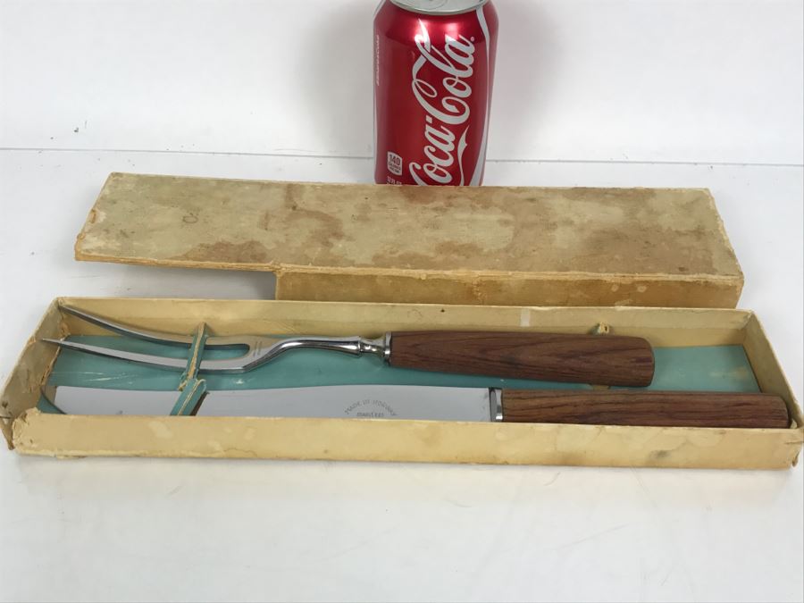 Vintage Mid-Century Carving Knife Set With Teak Handles Made In Norway [Photo 3]