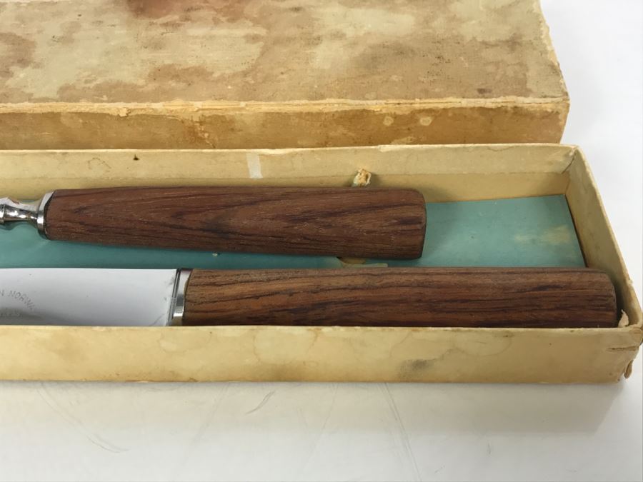 Vintage Mid-Century Carving Knife Set With Teak Handles Made In Norway [Photo 4]