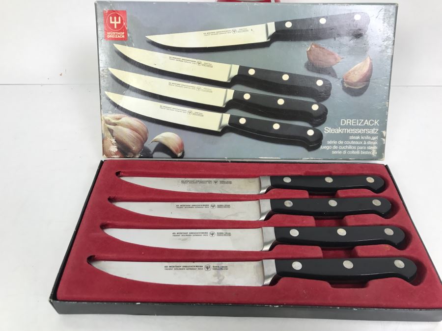Wusthof Dreizack Trident Solingen Germany Inox 12cm Steak Knife Set With Box [Photo 1]
