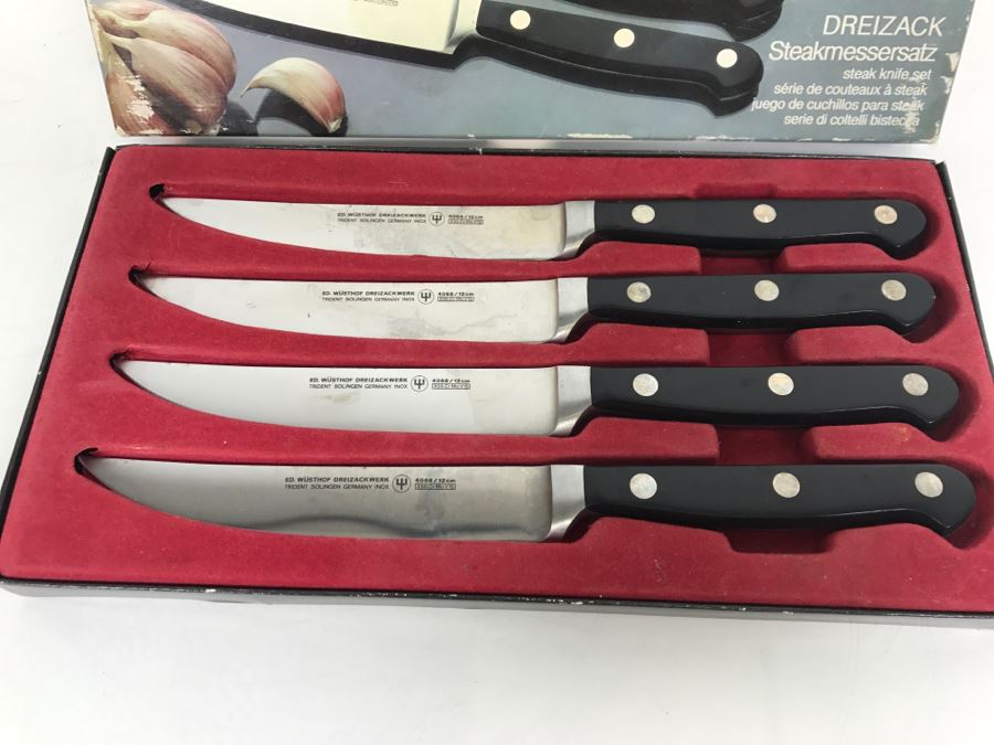 Wusthof Dreizack Trident Solingen Germany Inox 12cm Steak Knife Set With Box [Photo 6]