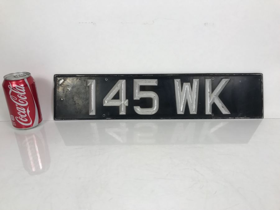 Vintage ACE British Metal Automobile Car License Plate With Raised Riveted Letter And Numbers '145 WK' [Photo 2]