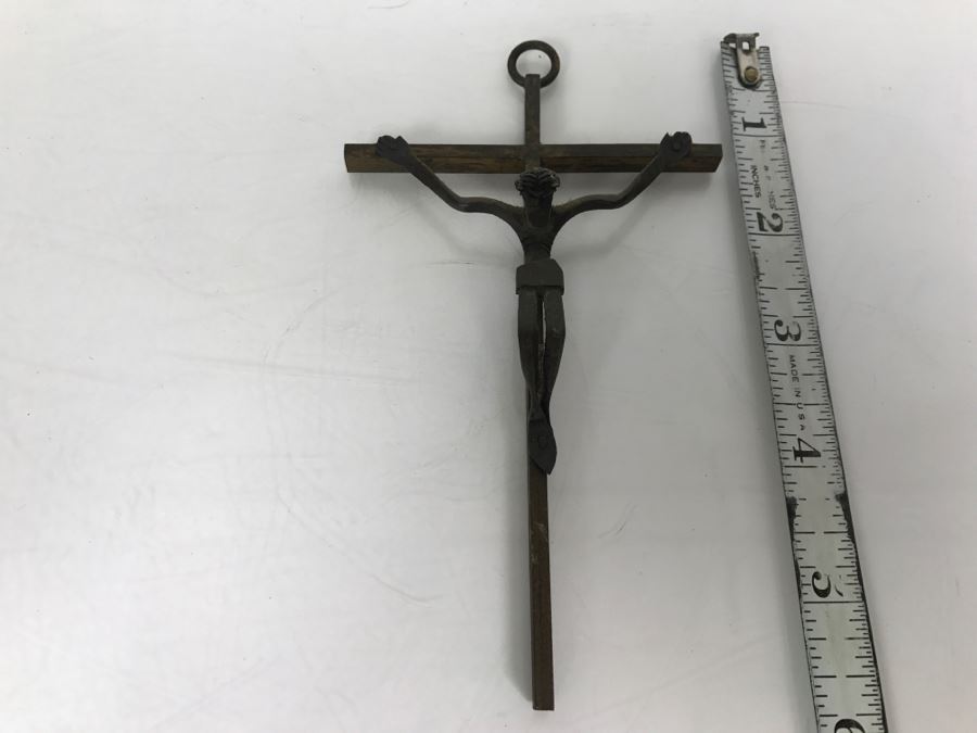 Vintage Metal Crucifix Sculpture