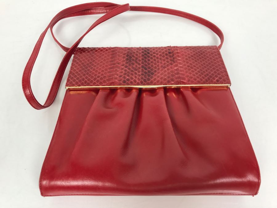 Salvatore Ferragamo Red Leather Handbag Made In Italy [Photo 3]