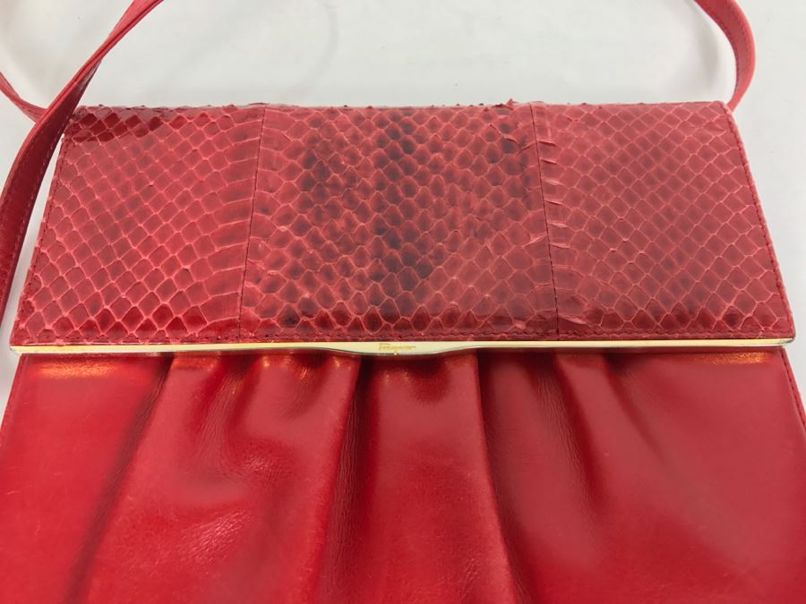 Salvatore Ferragamo Red Leather Handbag Made In Italy [Photo 4]