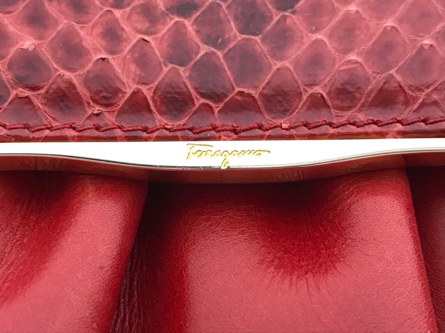 Salvatore Ferragamo Red Leather Handbag Made In Italy [Photo 5]