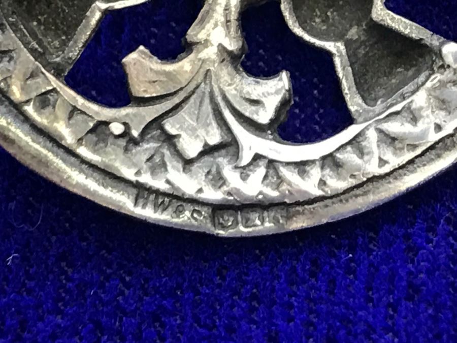 Vintage Sterling Silver And Yellow Glass Brooch HW & S Hallmark 10.7g [Photo 5]