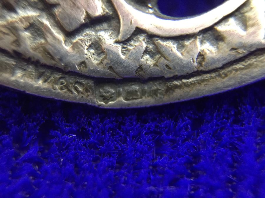 Vintage Sterling Silver And Yellow Glass Brooch HW & S Hallmark 10.7g [Photo 8]