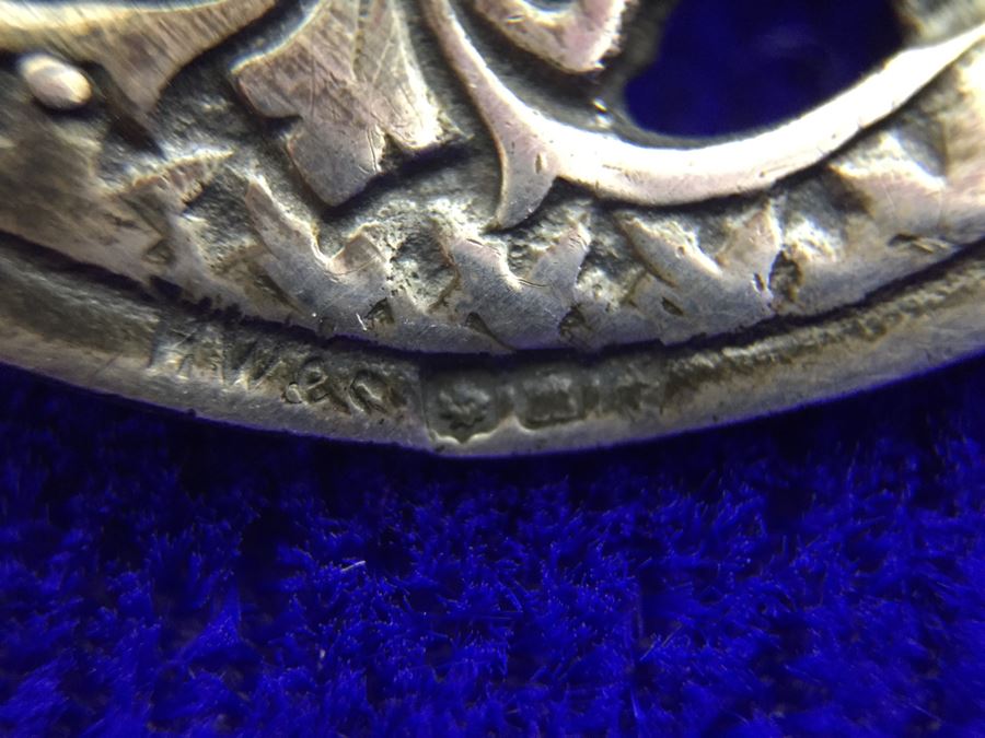 Vintage Sterling Silver And Yellow Glass Brooch HW & S Hallmark 10.7g [Photo 7]