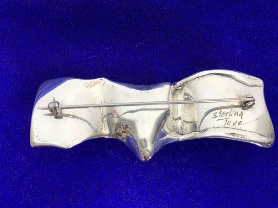 Sterling Silver Brooch With Kingman Rough Turquoise Signed Tove 22g [Photo 14]