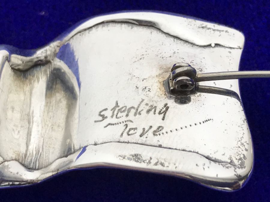 Sterling Silver Brooch With Kingman Rough Turquoise Signed Tove 22g [Photo 16]