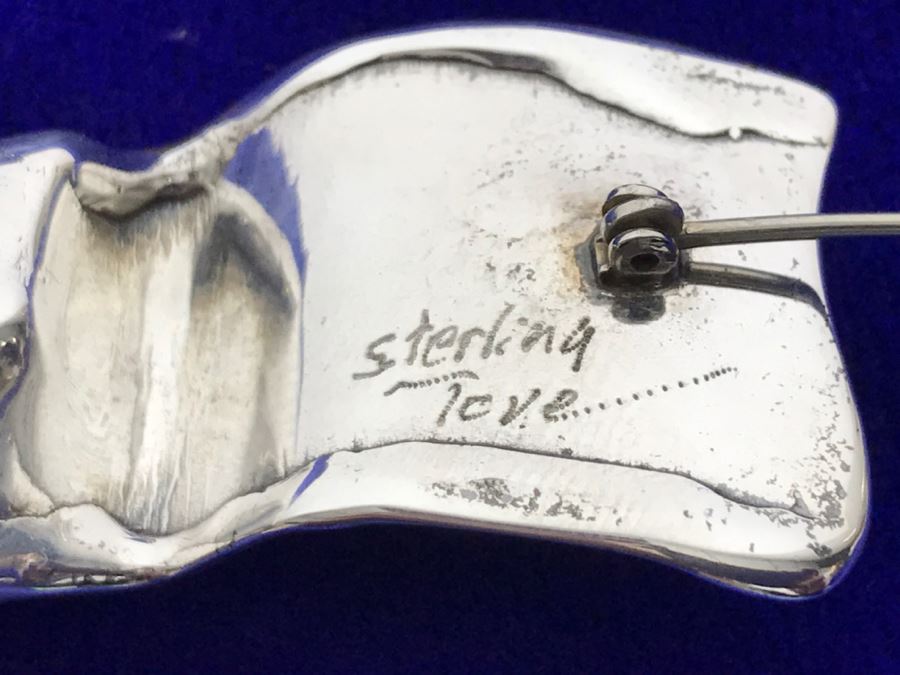 Sterling Silver Brooch With Kingman Rough Turquoise Signed Tove 22g [Photo 17]