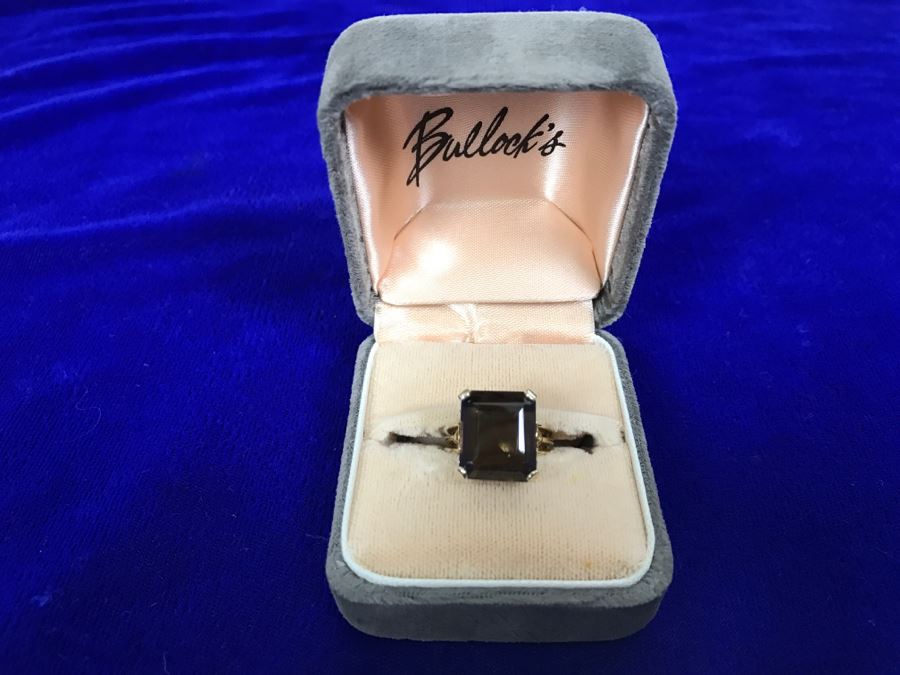 14k Yellow Gold Smokey Quartz Ring 14X12X7MM Stamped And Tested 6.8g 6.25 Ring Size [Photo 2]