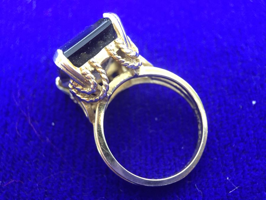 14k Yellow Gold Smokey Quartz Ring 14X12X7MM Stamped And Tested 6.8g 6. ...
