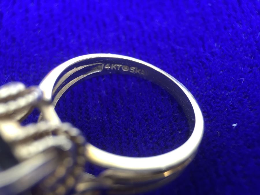 14k Yellow Gold Smokey Quartz Ring 14X12X7MM Stamped And Tested 6.8g 6.25 Ring Size [Photo 12]