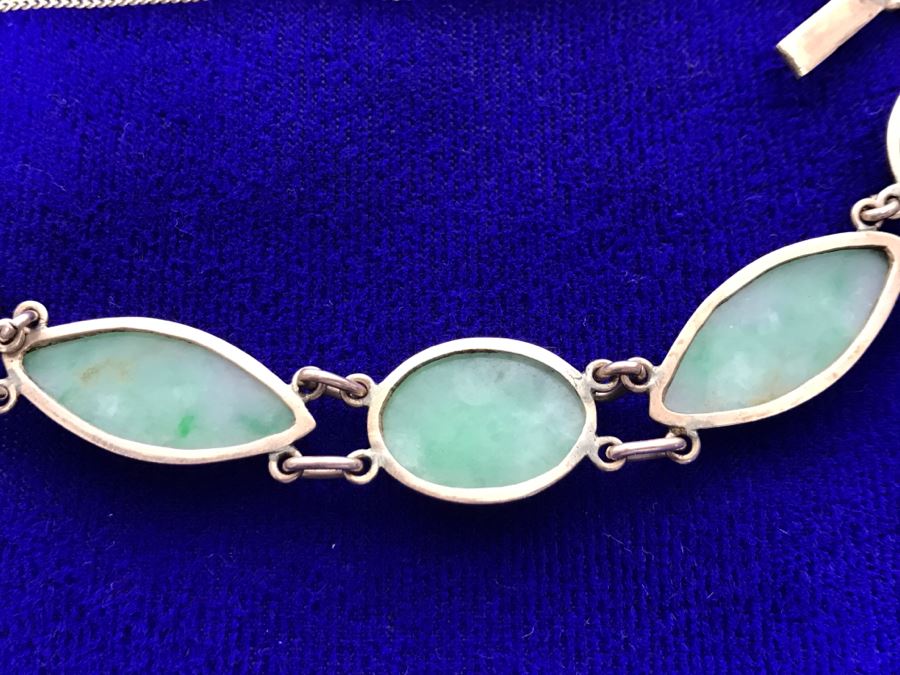 10k Yellow Gold (Tested Just Under 14k) Jade Bracelet Marquise And Oval Cabachon Cut 16.8g Fair Market Value $650 [Photo 10]