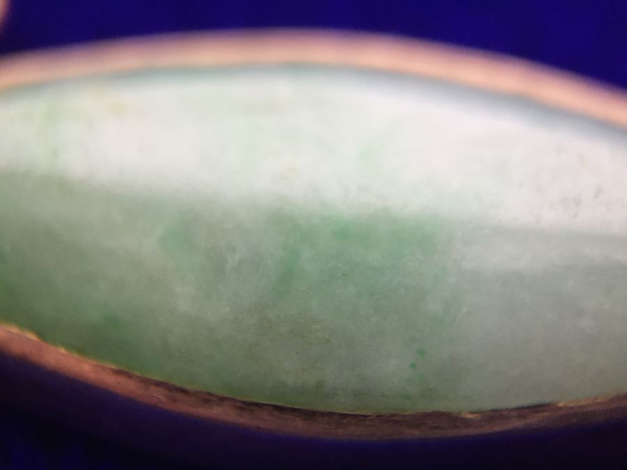 10k Yellow Gold (Tested Just Under 14k) Jade Bracelet Marquise And Oval Cabachon Cut 16.8g Fair Market Value $650 [Photo 17]