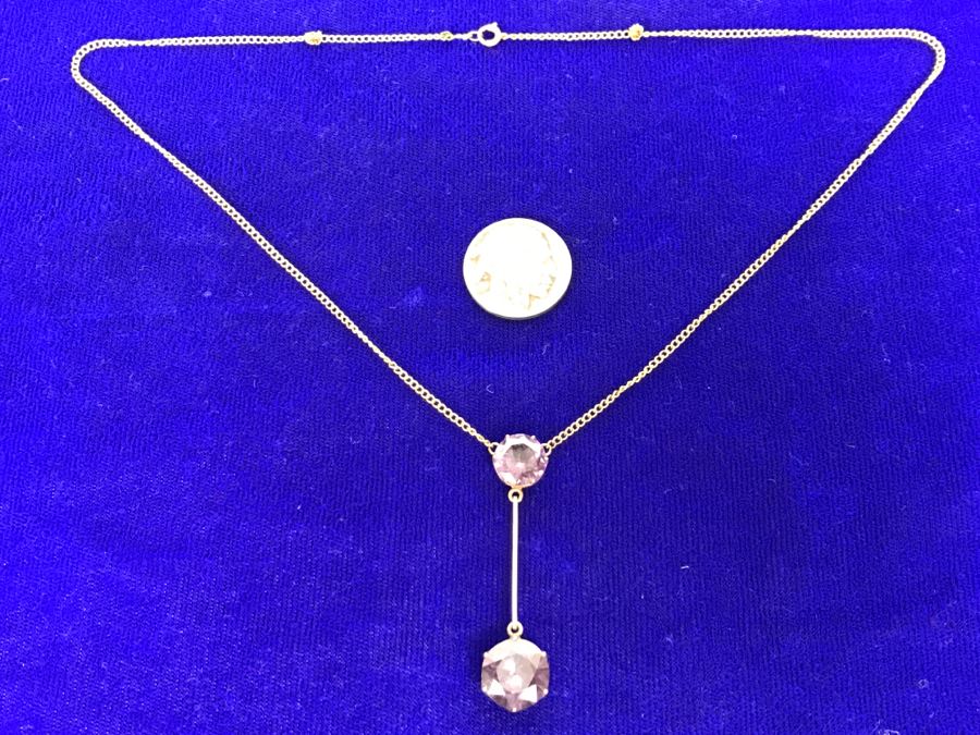 14k Yellow Gold Necklace With Synthetic Alexandrite 5.5g Fair Market Value $175 [Photo 2]