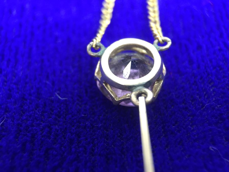 14k Yellow Gold Necklace With Synthetic Alexandrite 5.5g Fair Market Value $175 [Photo 18]