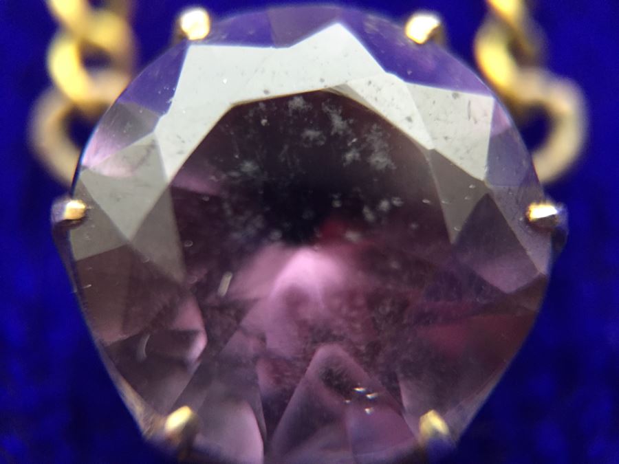 14k Yellow Gold Necklace With Synthetic Alexandrite 5.5g Fair Market Value $175 [Photo 14]