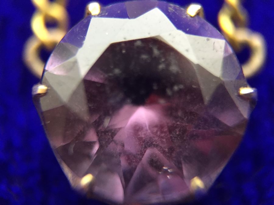 14k Yellow Gold Necklace With Synthetic Alexandrite 5.5g Fair Market Value $175 [Photo 13]