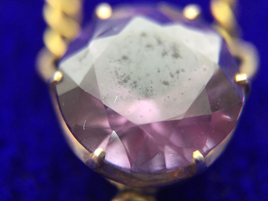 14k Yellow Gold Necklace With Synthetic Alexandrite 5.5g Fair Market Value $175 [Photo 15]