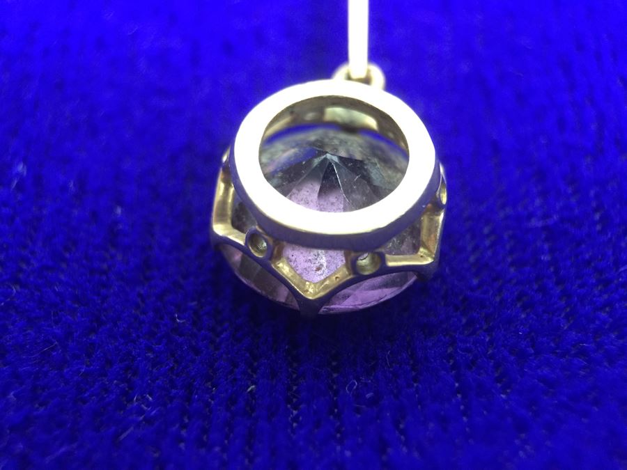 14k Yellow Gold Necklace With Synthetic Alexandrite 5.5g Fair Market Value $175 [Photo 17]