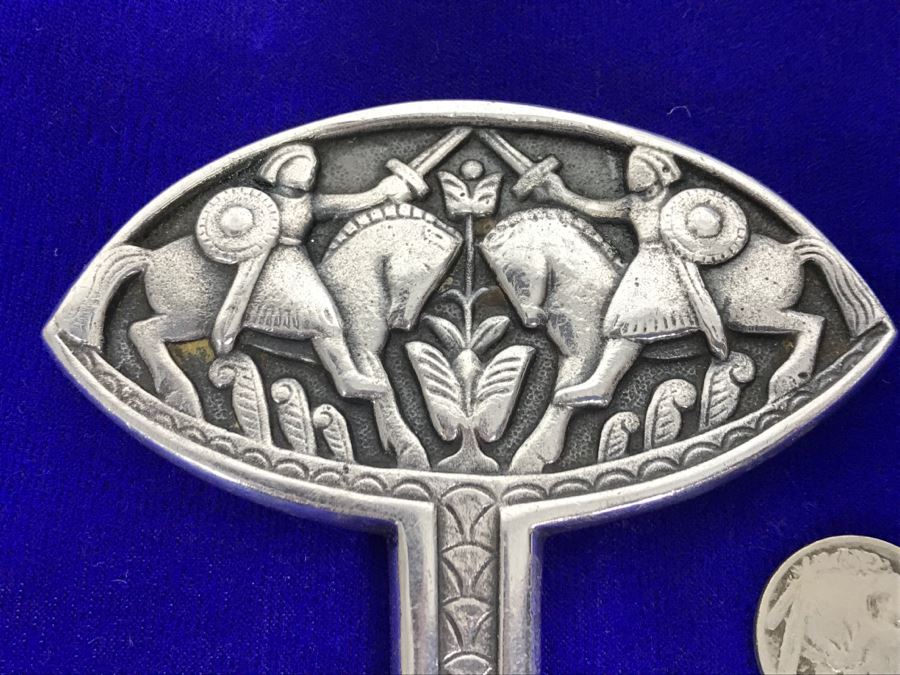 David Andersen Norway Silver Plated Over Copper Bread Fork With Cast Decoration [Photo 3]