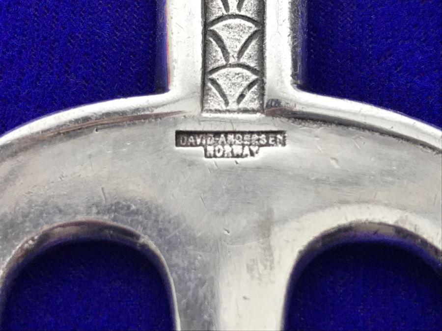 David Andersen Norway Silver Plated Over Copper Bread Fork With Cast Decoration [Photo 6]