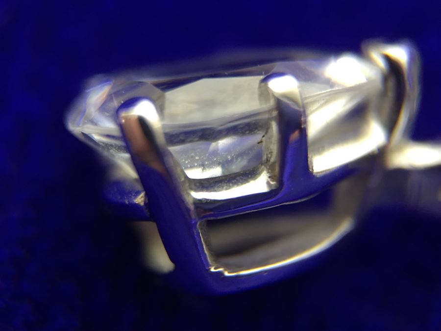 14k White Gold Pendant And Chain With Cubic Zirconia Stone 2.8g [Photo 17]