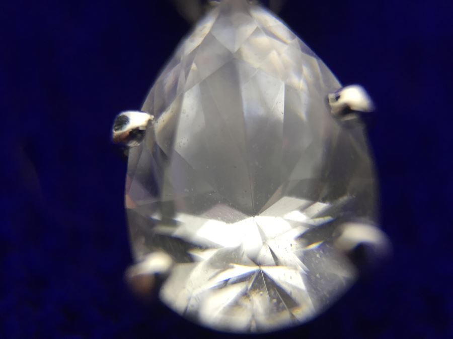 14k White Gold Pendant And Chain With Cubic Zirconia Stone 2.8g [Photo 15]