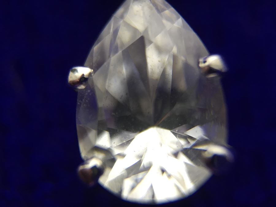 14k White Gold Pendant And Chain With Cubic Zirconia Stone 2.8g [Photo 16]