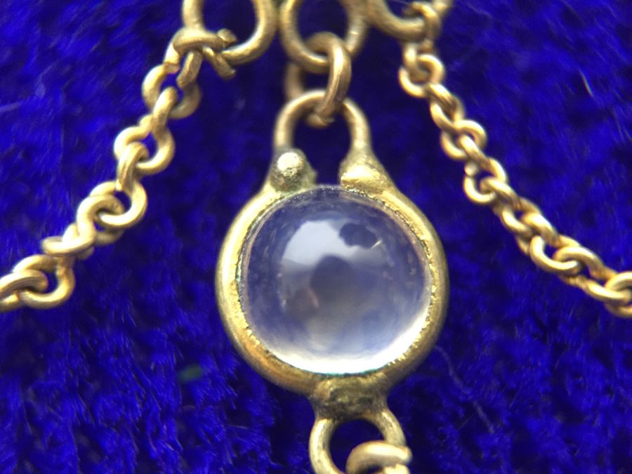 14k Yellow Gold Moonstone Necklace 7.4g Fair Market Value $275 [Photo 13]