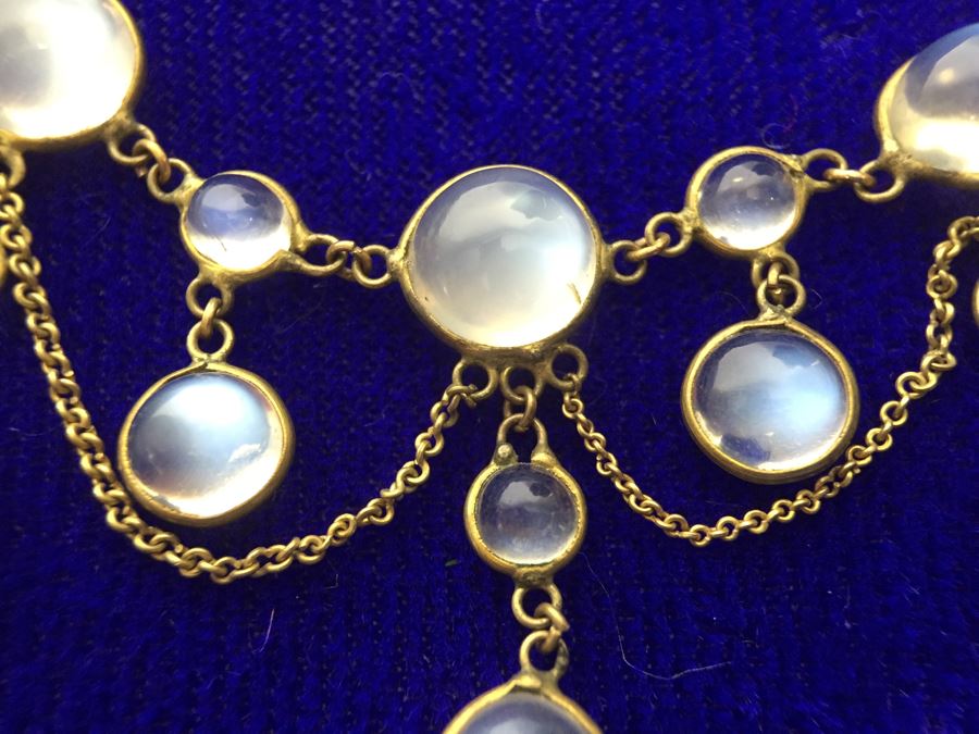 14k Yellow Gold Moonstone Necklace 7.4g Fair Market Value $275 [Photo 10]