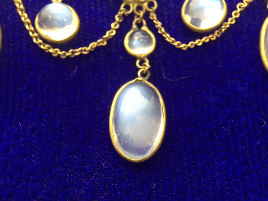 14k Yellow Gold Moonstone Necklace 7.4g Fair Market Value $275 [Photo 11]