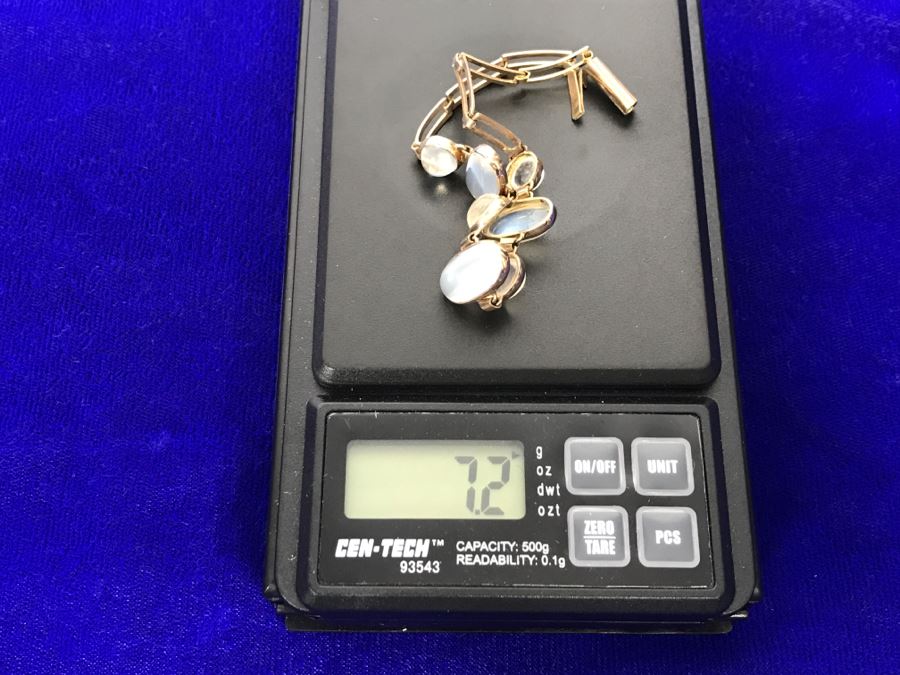 10k Yellow Gold Moonstone Bracelet 7.2g Fair Market Value $175 [Photo 11]