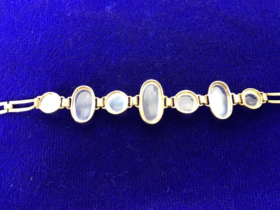 10k Yellow Gold Moonstone Bracelet 7.2g Fair Market Value $175 [Photo 9]