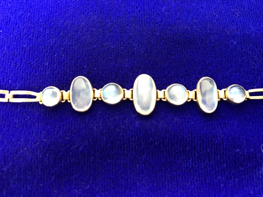 10k Yellow Gold Moonstone Bracelet 7.2g Fair Market Value $175 [Photo 4]