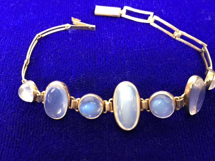 10k Yellow Gold Moonstone Bracelet 7.2g Fair Market Value $175 [Photo 8]