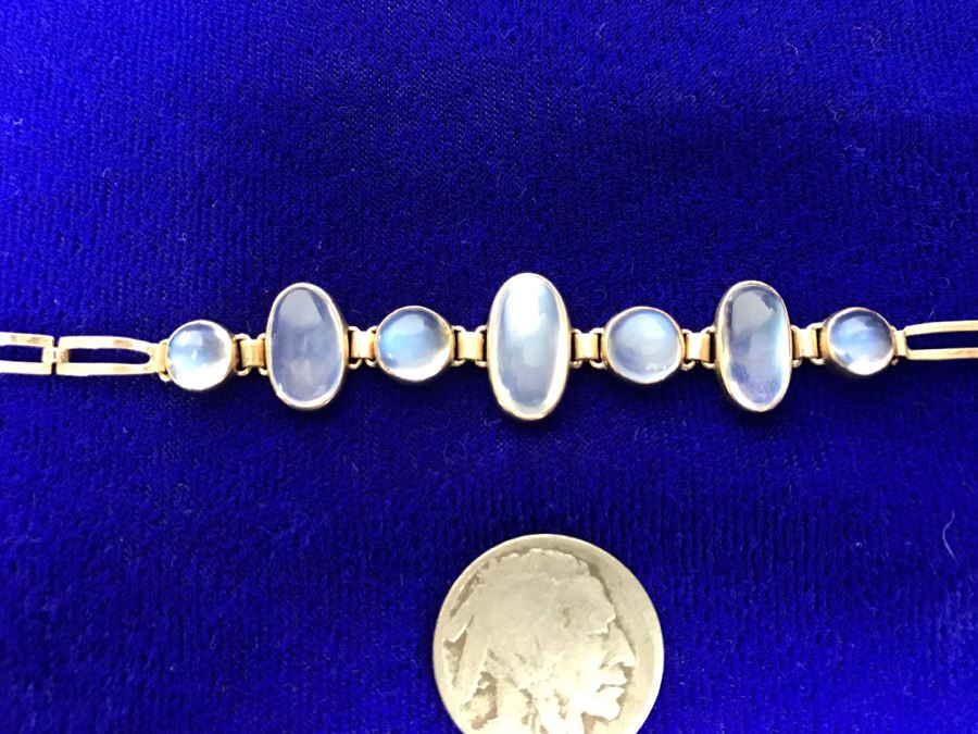 10k Yellow Gold Moonstone Bracelet 7.2g Fair Market Value $175 [Photo 3]