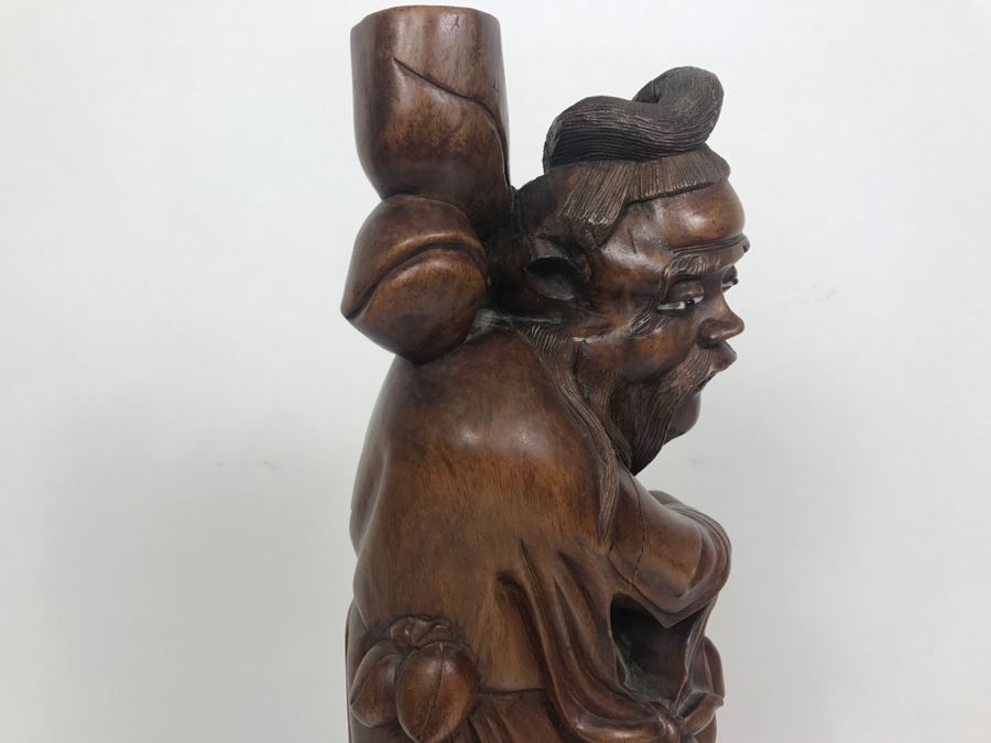 Asian Wood Carved Sculpture Of Elder Man [Photo 19]