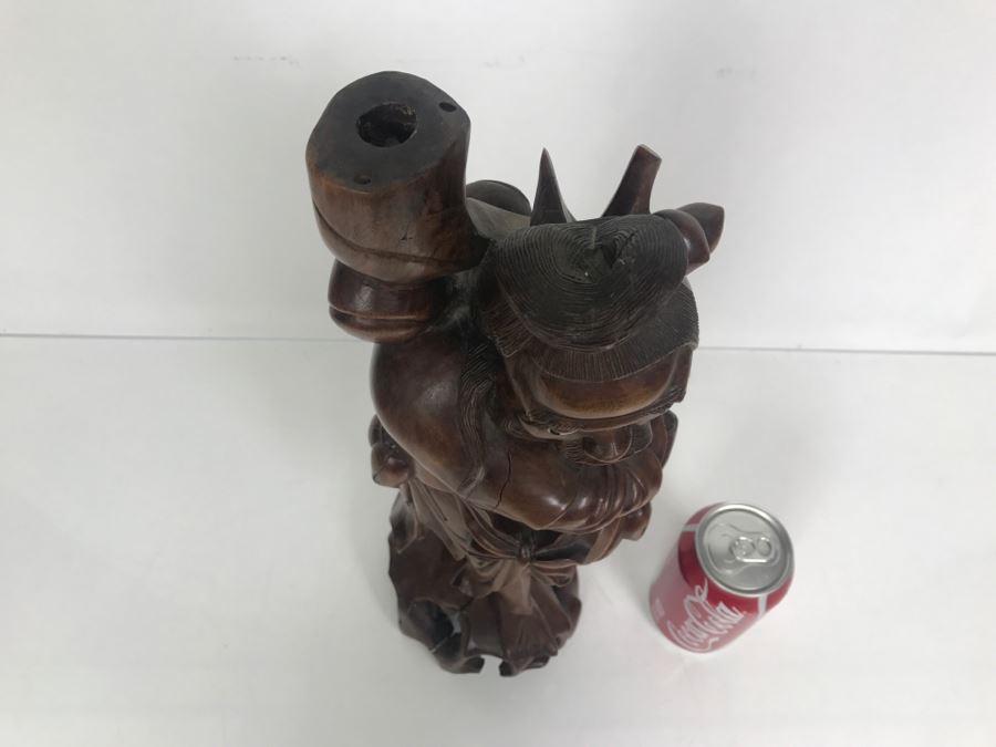 Asian Wood Carved Sculpture Of Elder Man [Photo 8]