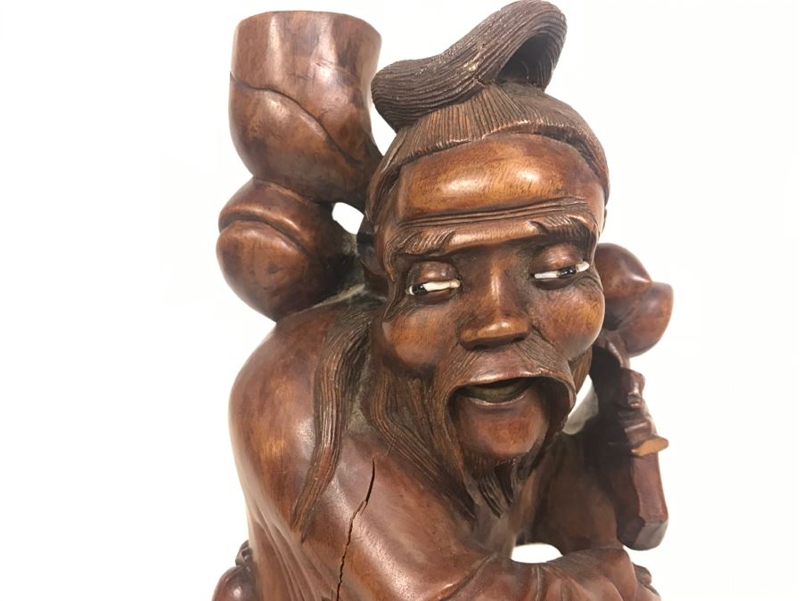 Asian Wood Carved Sculpture Of Elder Man [Photo 21]